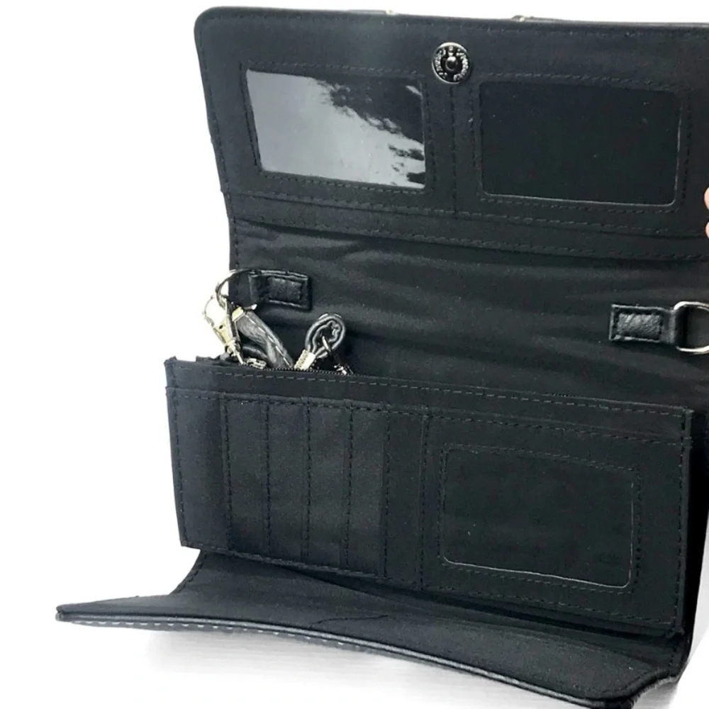 New Hand Tooled Faux Vegan Peta Approved Leather Turquoise Stone Clutch Bag - Picture 5 of 6